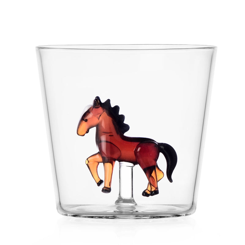 Glas mit Pferd