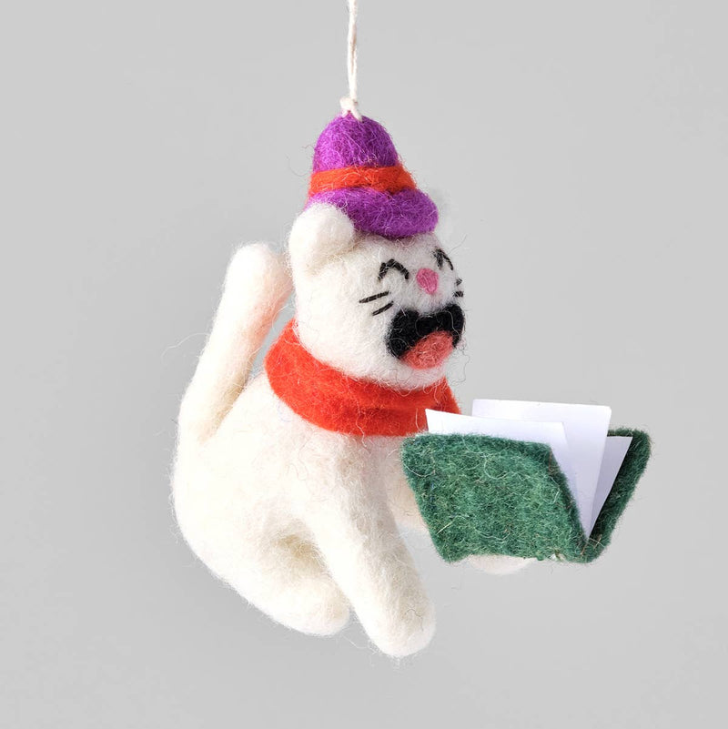 DICKENS singende Katze - hängender Filzanhänger