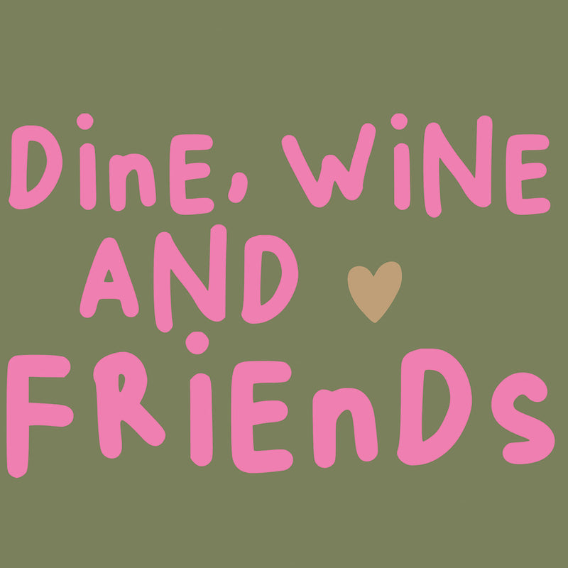 Servietten WINE, DINE, Friends grün