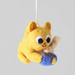 CHINO Katze und Tasse - hängender Filzanhänger