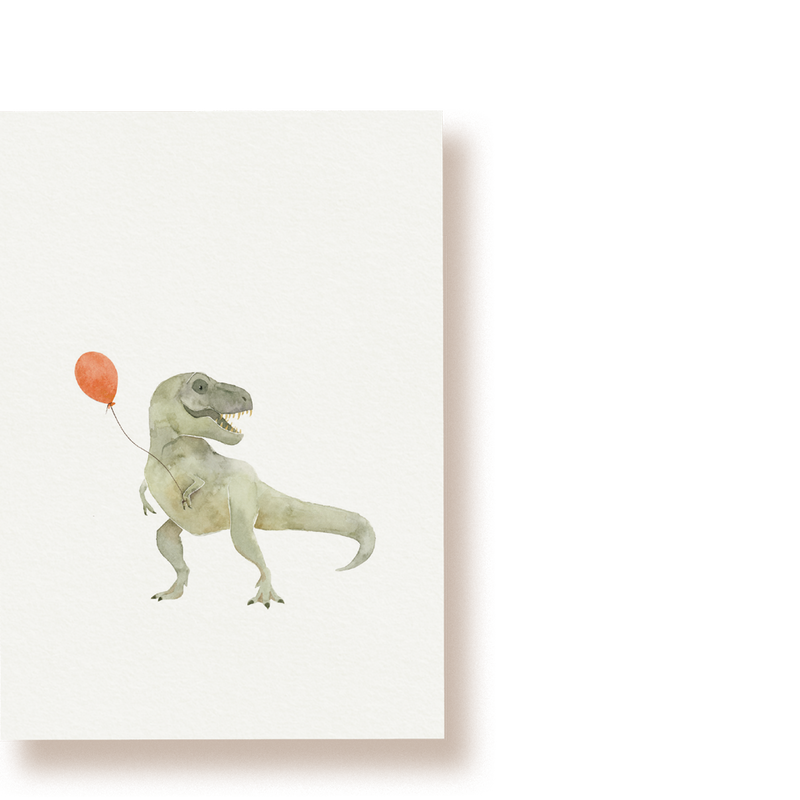 T-Rex mit Luftballon | Postkarte