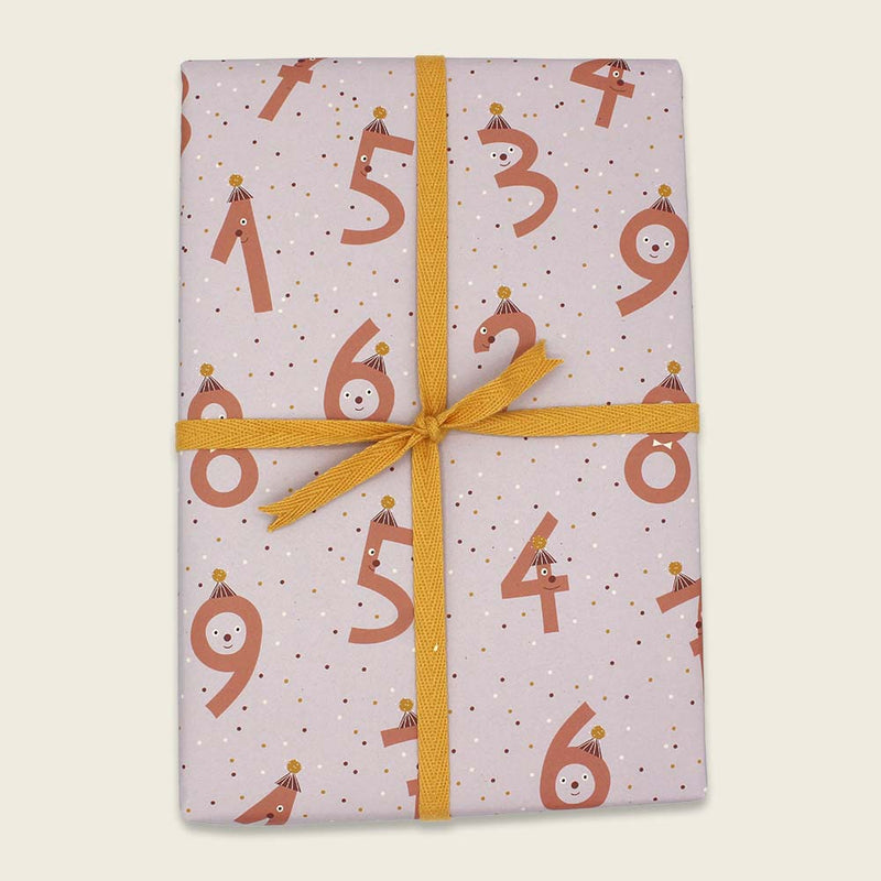 Geschenkpapier Zahlen, flieder
