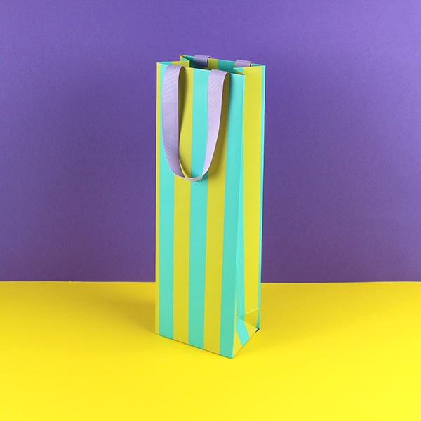 Geschenktasche für Flasche grasgrün/mint/flieder