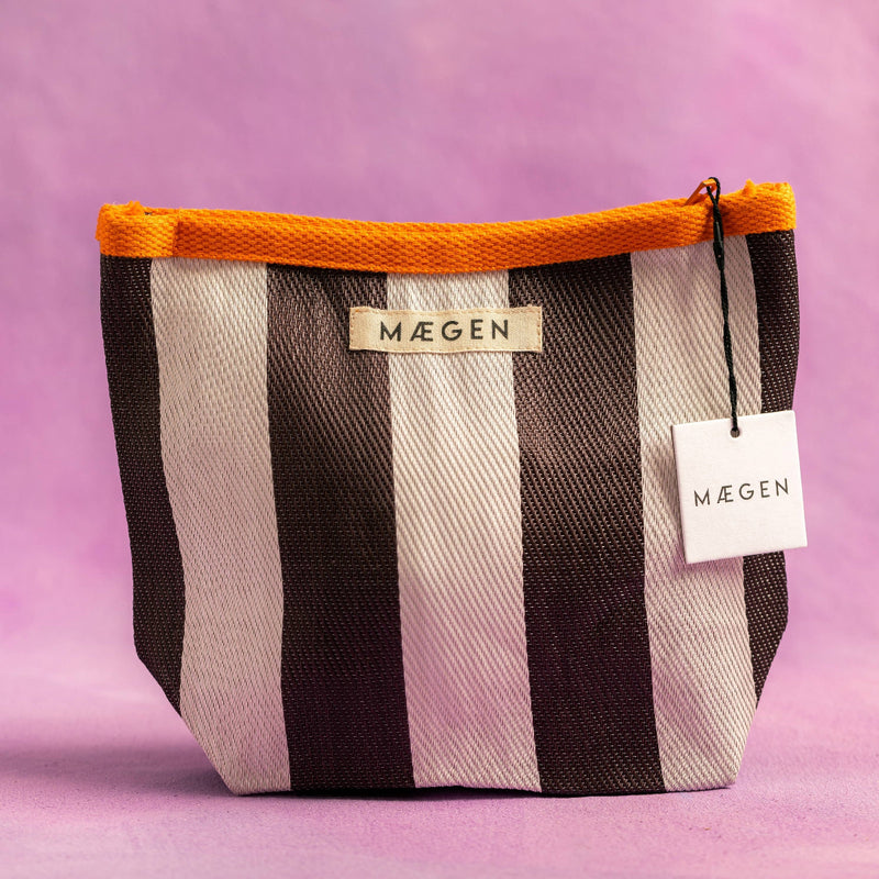 Kulturtasche Orange/ Weiß/ Aubergine