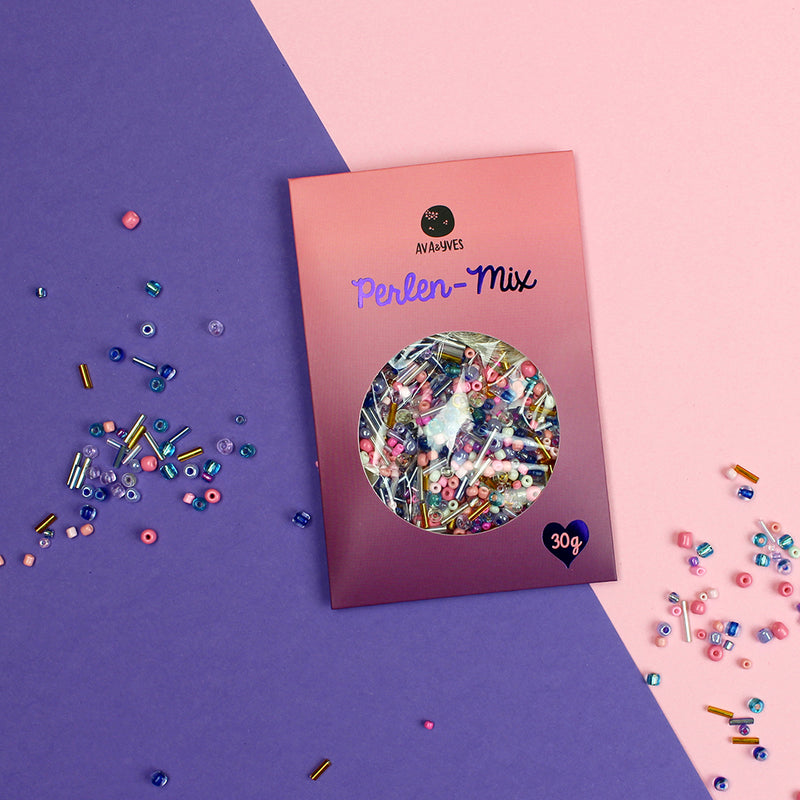 Perlenset lila/pink