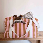 Wickeltasche/Weekender - Karamell/Erdbeere gestreift