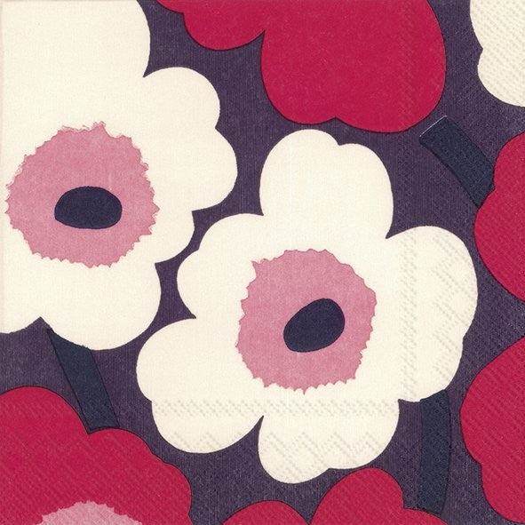 Servietten UNIKKO red cream 25 x 25 cm