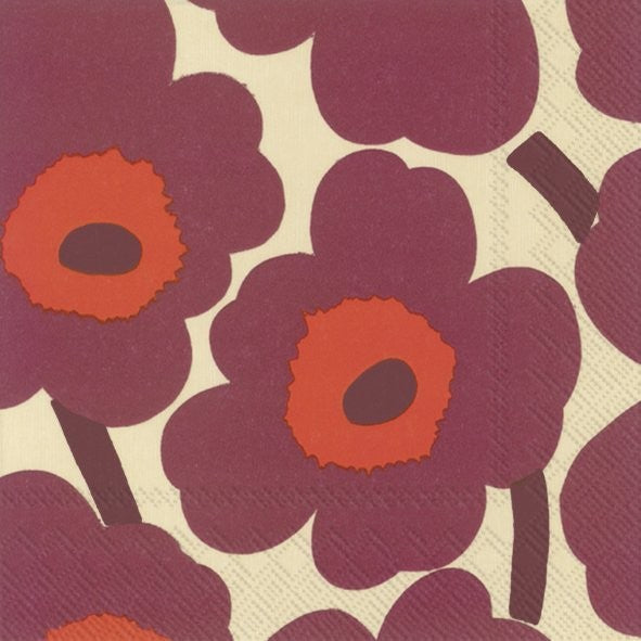 Servietten UNIKKO Cream Bordeaux 25 x 25 cm