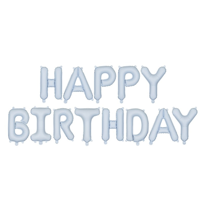 Happy Birthday, 340x35cm, hellblau - Folienballon