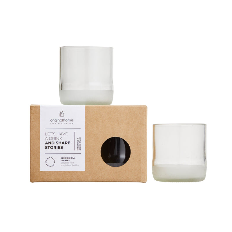 Upcycled Beer Bottle Glasses medium – Clear set of 2