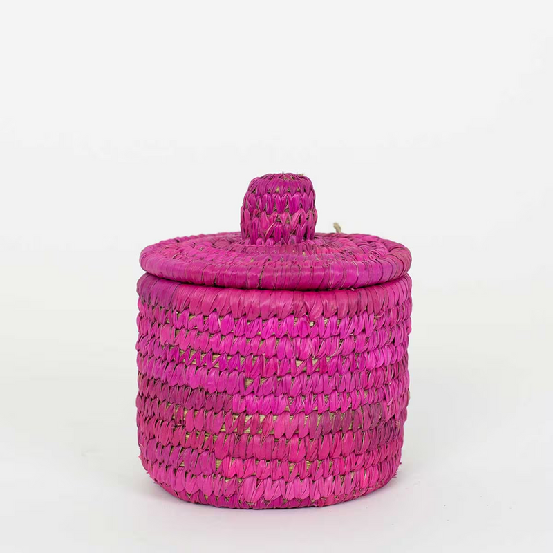 Korb klein mit Deckel - pink