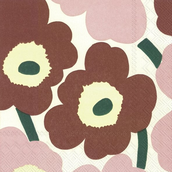 Servietten UNIKKO brown rose 33x33cm