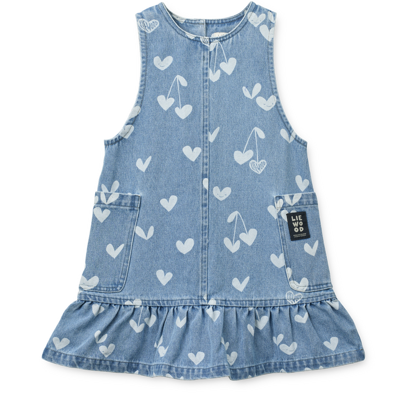 bedrucktes Denim Kleid ANGELICA mit Rüschen