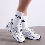 MOM College Socken - Weiß/Blau