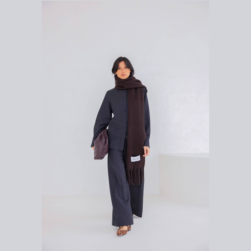 Reykjavik-Schal - 100 % recycelt - Schwarzbraun