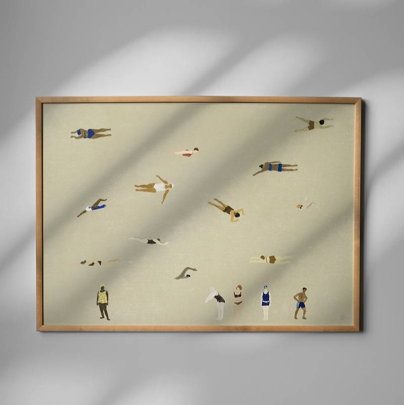 Poster SWIMMERS 40x50 cm sand