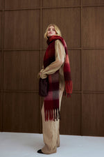 Reykjavik-Schal - 100 % recycelt - Burgunder-Karo