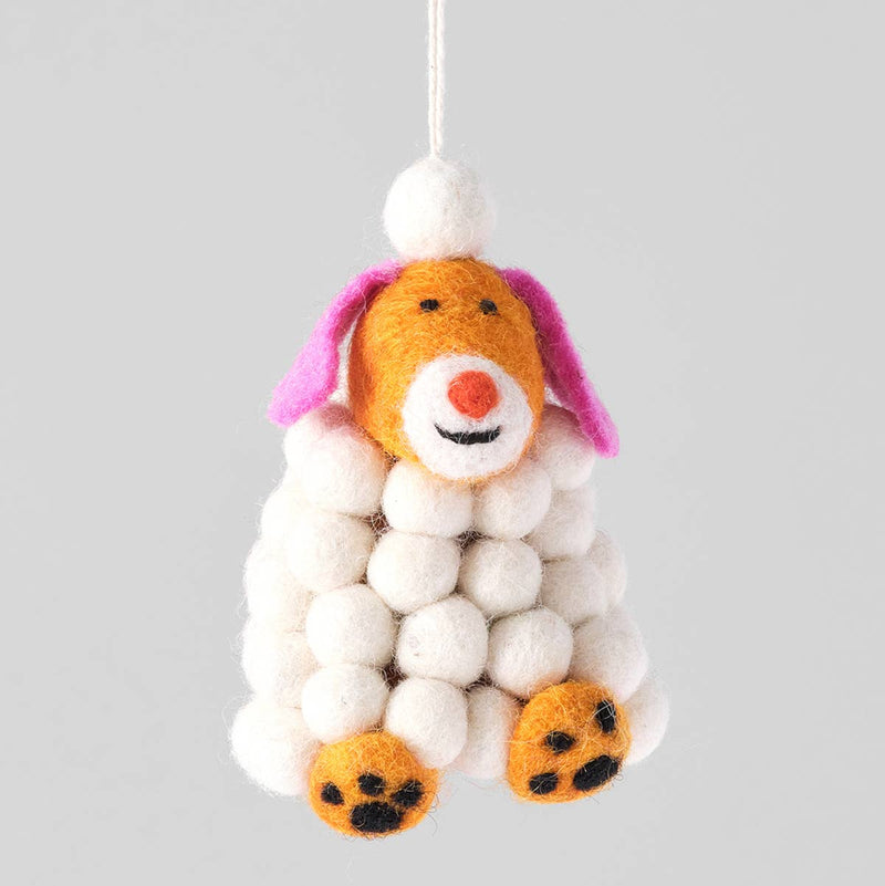 MINU Schneeballhund - hängender Filzanhänger