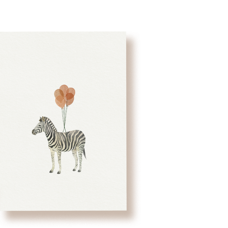 Zebra mit Luftballons | Postkarte