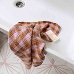 Musselin Tuch Vichy Karamelle-Mauve