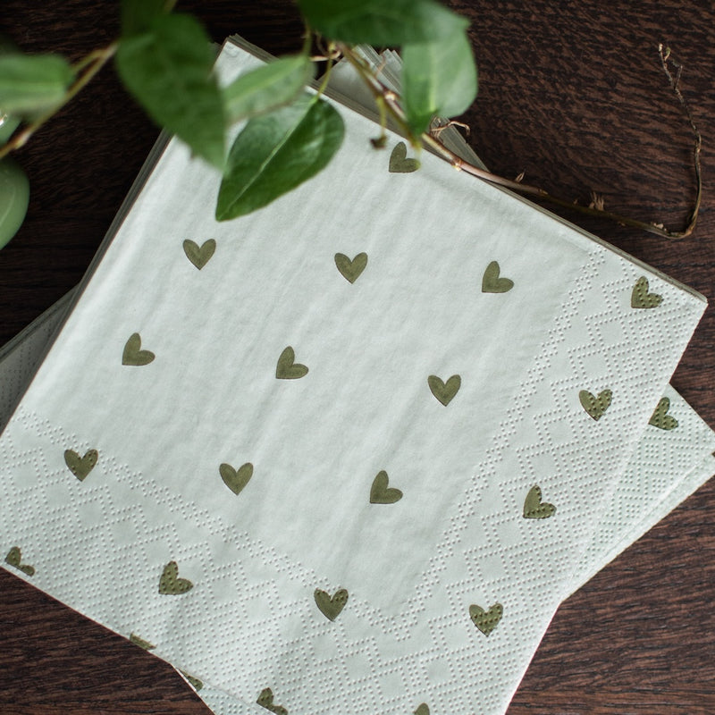 Servietten - Herzen Grün