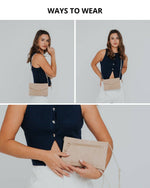 Elegante Clutch aus Leder – Metallic Champagner