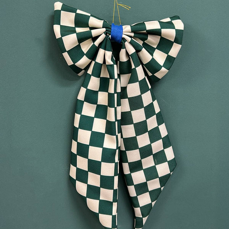 Weihnachtsschmuck Schleife im Karomuster grün