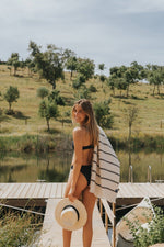 Schwarz gestreiftes Strandtuch 100x180 cm