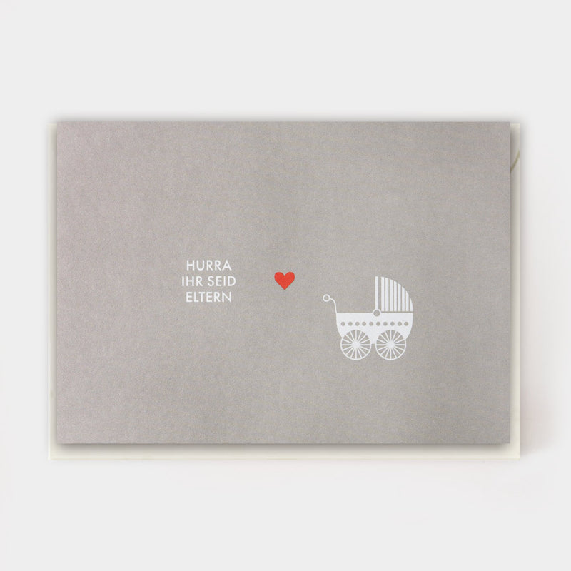 Folding card with envelope "Hurrah - Parents"