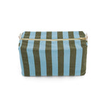 Kulturtasche Oliv/Blau gestreift