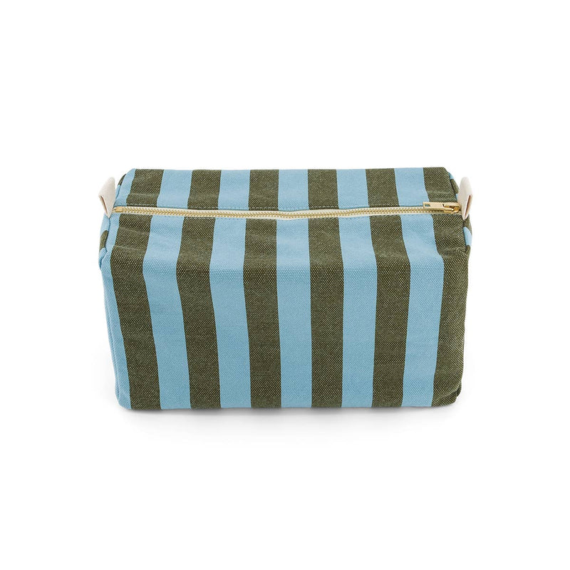 Kulturtasche Oliv/Blau gestreift