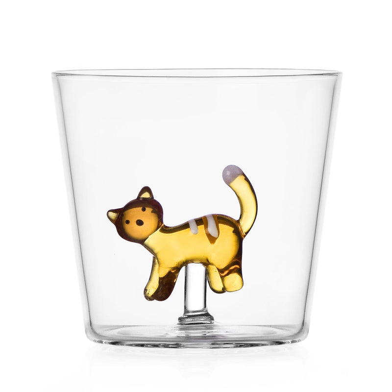 Glas mit Katze Amber m. weißen Streifen