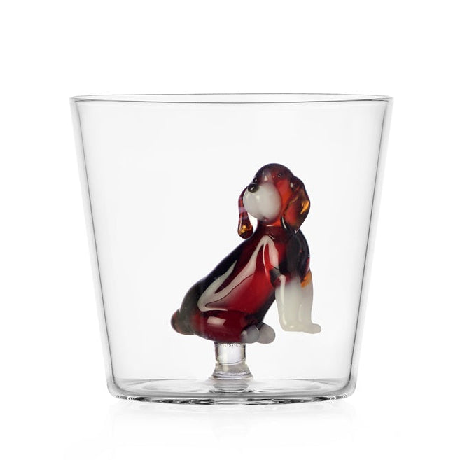 Glas mit Basset Hound