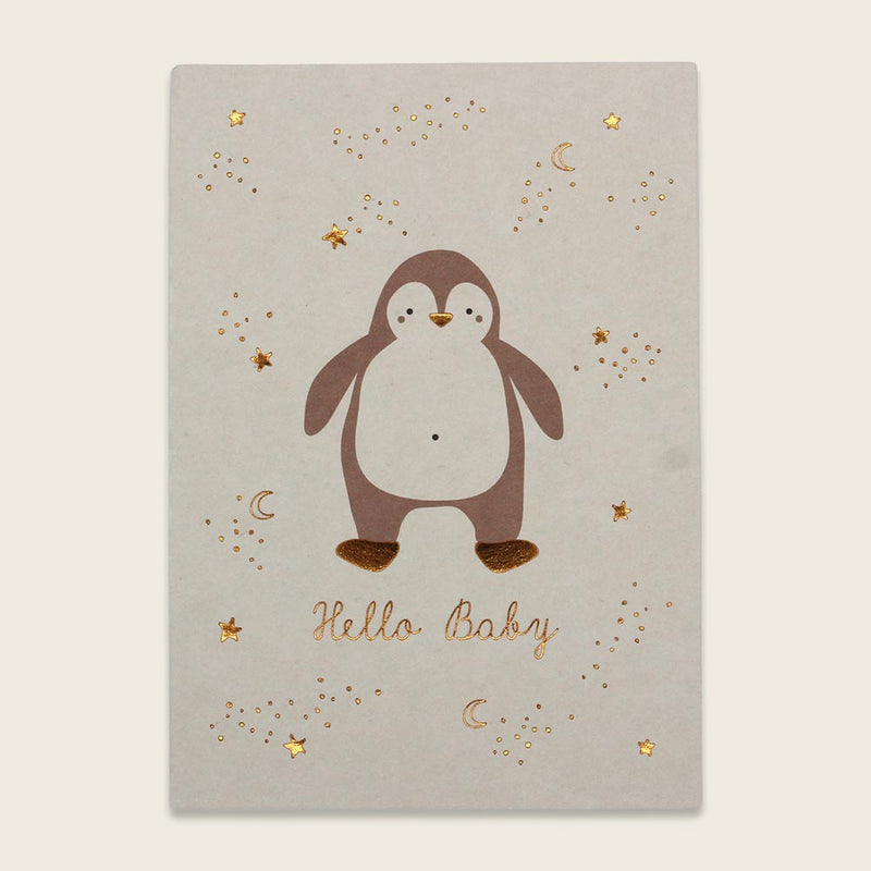 Postkarte Pinguin rosa "Hello Baby"