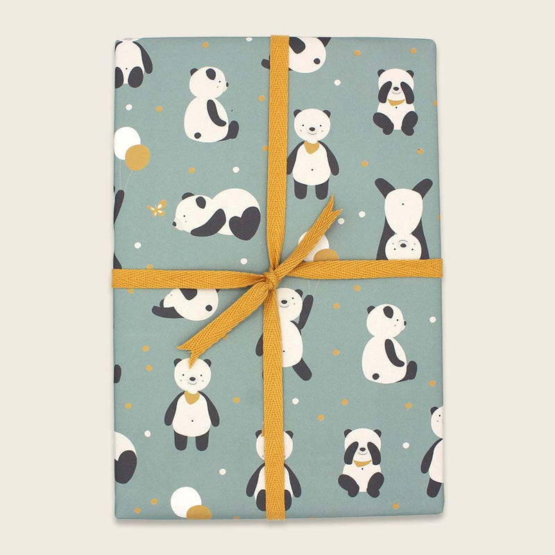 Geschenkpapier Pandas, mint