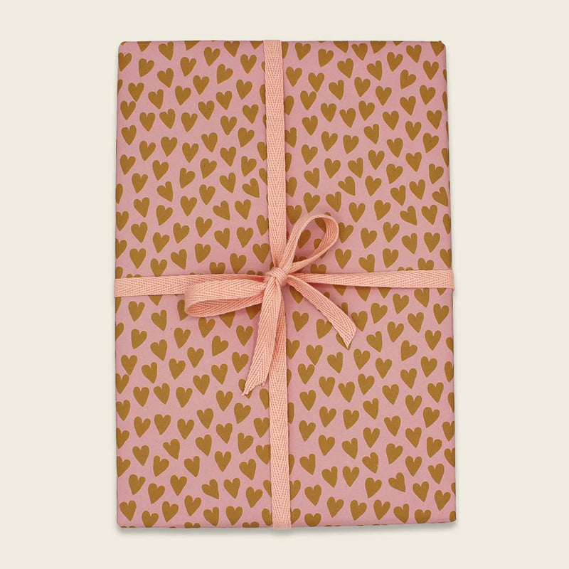 Geschenkpapier Herzen, rose/gelb