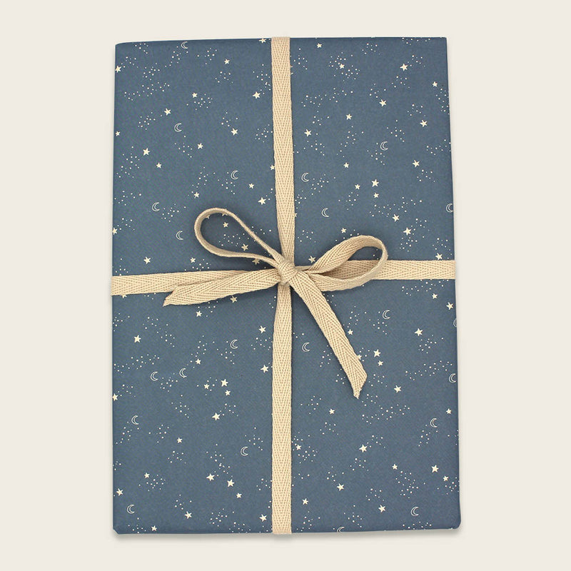 Geschenkpapier Monde und Sterne, blau