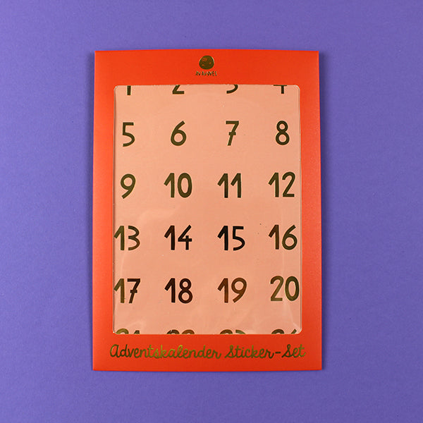 Adventskalender-Zahlensticker, rosa mit Goldfolie DIN A5