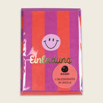Einladungskarten-Set  – Stripes violett/koralle/flieder