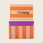 Einladungskarten-Set mit Goldfolie – Stripes orange/rosa