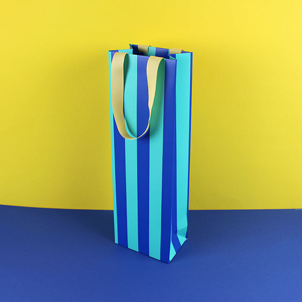 Geschenktasche für Flasche blau/mint/gelb