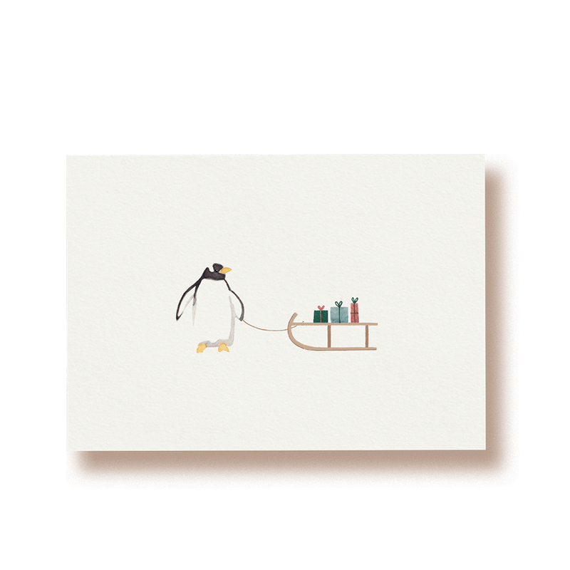 Pinguin mit Geschenken  | Postkarte