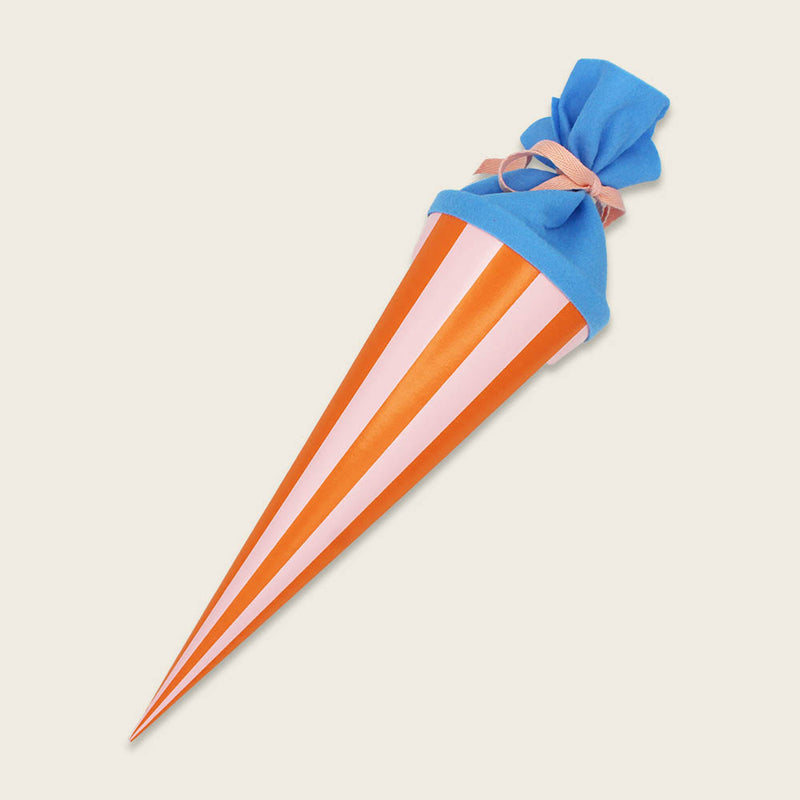 small school cone with stripes orange/rose