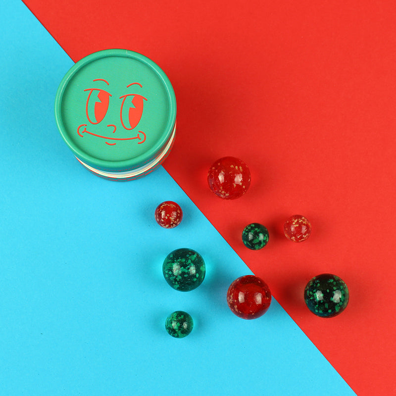 Magische Murmeln GLOW IN THE DARK rot-türkis