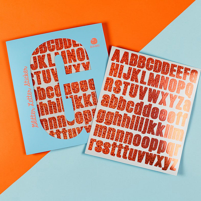 Glitter Letter Sticker Peach