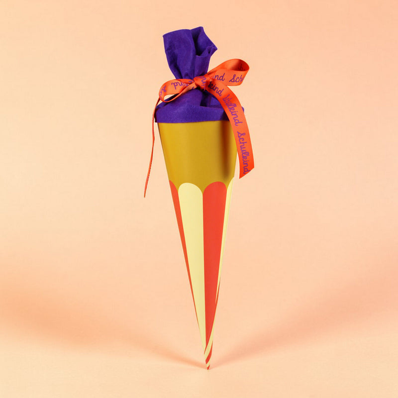 kleine Schultüte EISBECHER vanille/orange/ocker 35cm