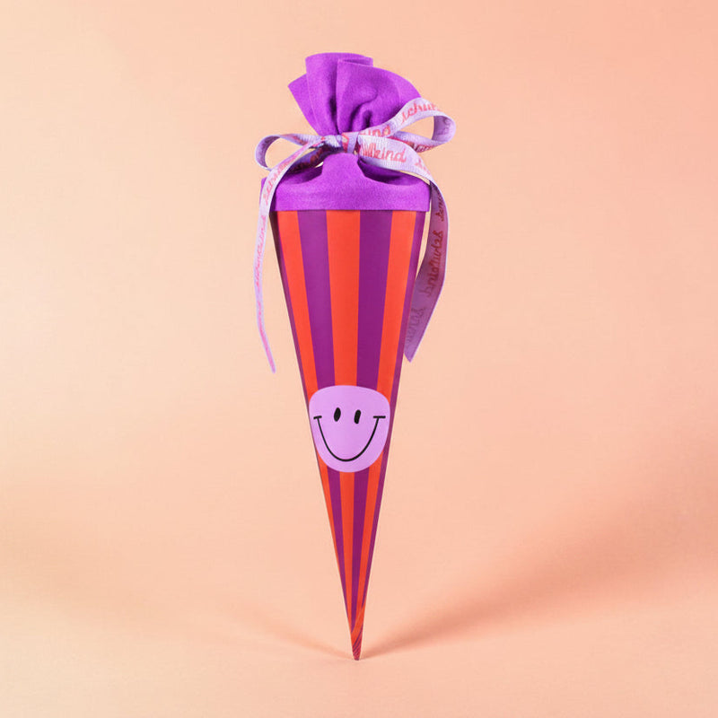 kleine Schultüte SMILE lila-orange 35cm