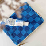 Pouch S - Blau/Marineblau kariert