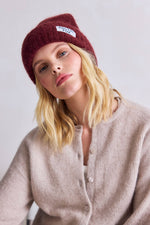 Mohair-Mütze - Kirsch-Burgund