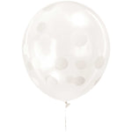 Luftballon Punkte/unifarben transparent-weiß 30cm